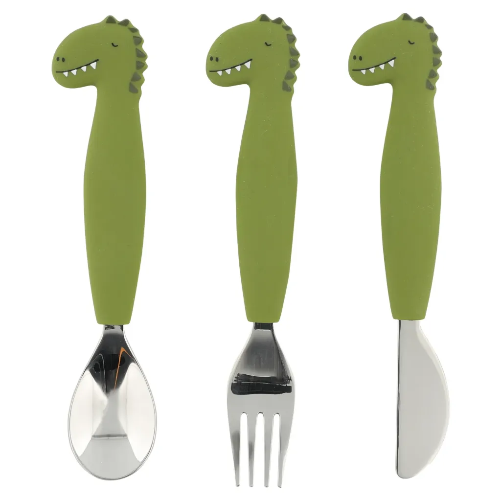 Cubiertos De 3 Piezas En Silicona - Mr. Dino