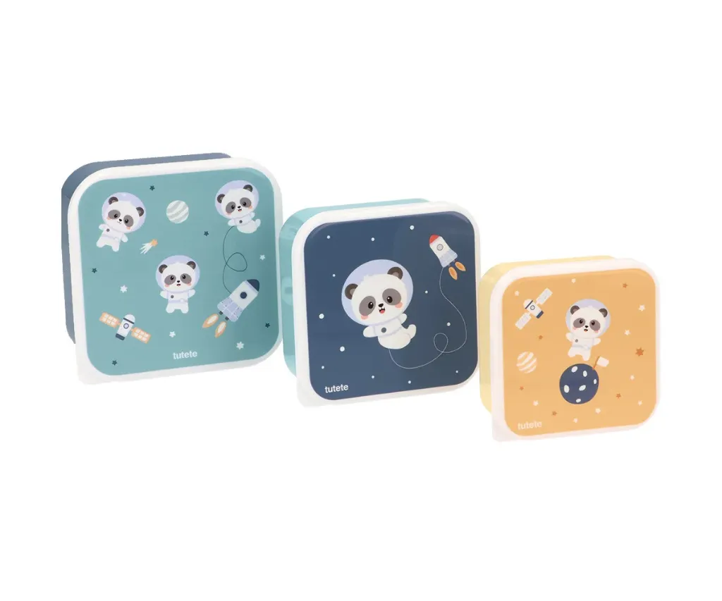 3 Cajas Almuerzo Pandas In Space