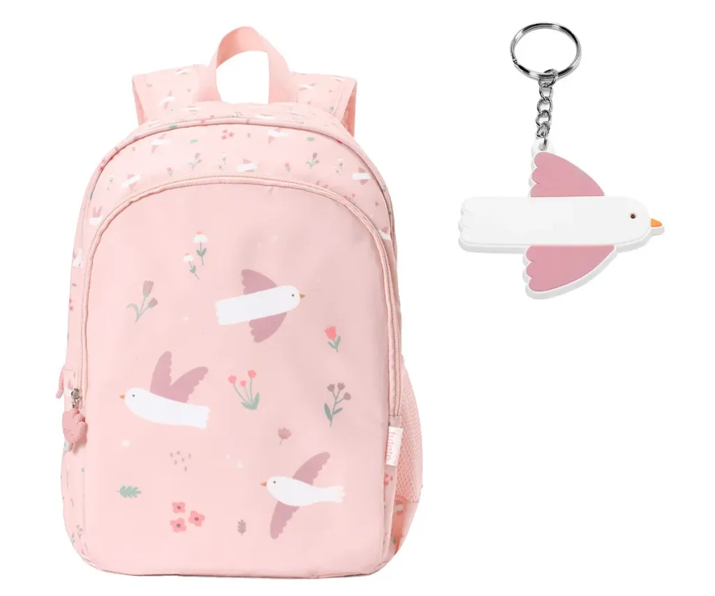 Mochila Mediana Blossom Birds + Llavero