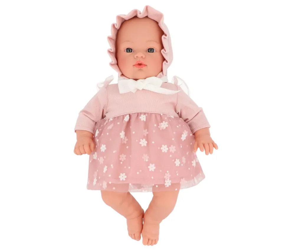 Muñeco Helena Con Vestido Flores Rosa