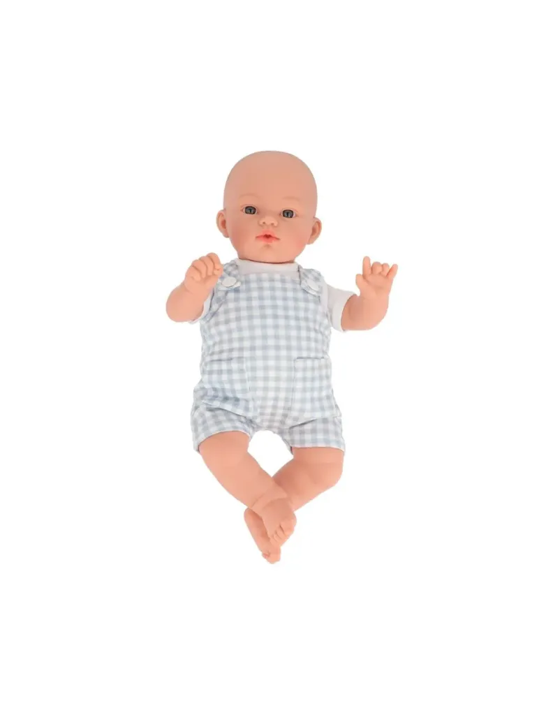 Muñeco Mateo Con Peto Vichy Azul