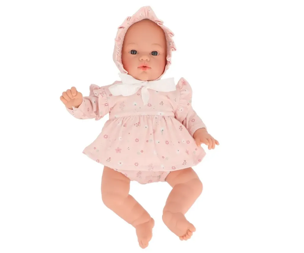 Muñeco Helena Con Vestido Y Gorrito Pink Flowers